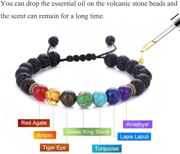 ¡Oferta: 2x1: Pulseras de roca de lava 7 chakras